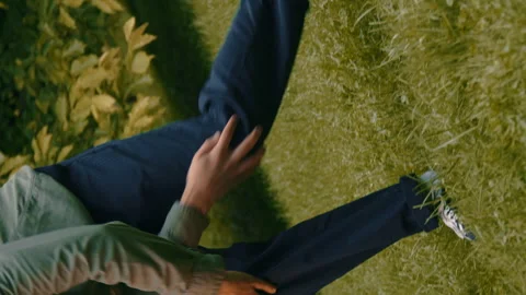 Close-up Of Human Dancing With His Arms And Legs In Nature 4k Video Stock Footage 275293917