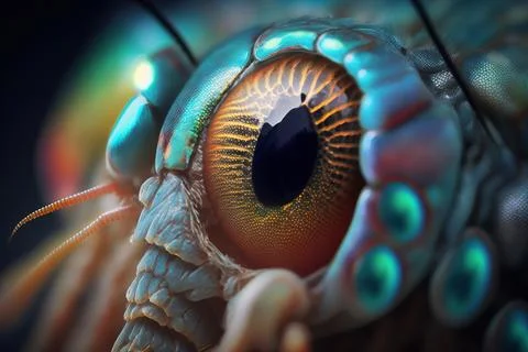 A close up of a human eye with a blue iris and yellow iris iris iris highly.. Illustrazione stock