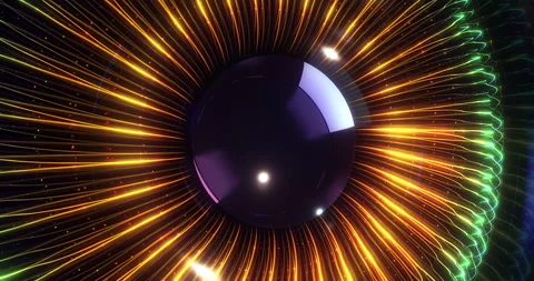 Close-Up of Human Eye Formed by Glowing Fiber Optic Lines. Stock Footage 292018223