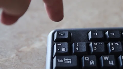 Close Up Of Human Finger Pushing An Escape Button On The Computer Keyboard Stock Footage 124497887