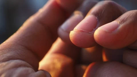 Close up of human fingers with manicured nails and visible texture of skin. Stock Footage 332914469