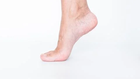 Close-up of a human foot in a standing position, showcasing the arch and toes Stock Photos