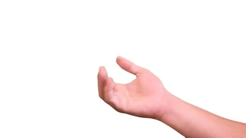 Close Up Of Human Hand Presenting On White Background Stock Footage 70860640