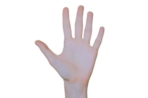 Close-up of human hand on white background Foto stock