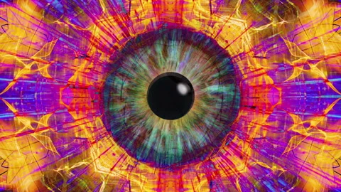 Close-up of a human iris with psychedelic multicolored patterns Stock Footage 278092016