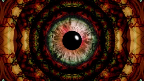 Close-up of a human iris with psychedelic multicolored patterns Stock Footage 284788219