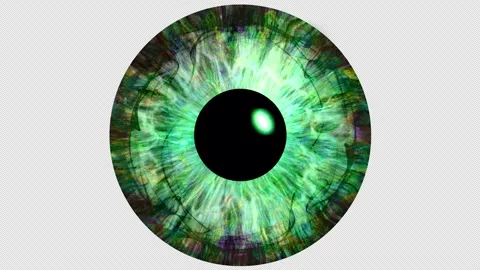 Close-up of a human iris with psychedelic multicolored patterns Stock Footage 290152800