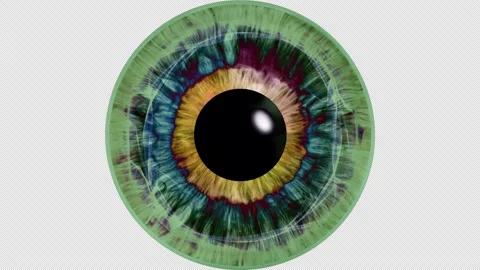 Close-up of a human iris with psychedelic multicolored patterns Stock Footage 291236474