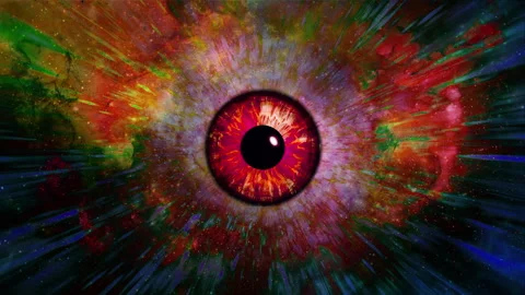 Close-up of a human iris with psychedelic multicolored patterns Stock Footage 319435705
