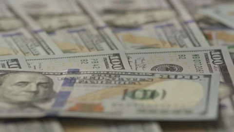 Close up of hundred dollar bills Stock Footage 328344806