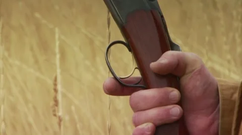 Close-up of hunter with shotgun Stock Footage 54593888