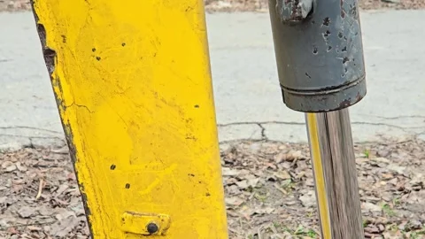 Close-up of hydraulic system and hoses of heavy excavator. Stock-Footage 332192913