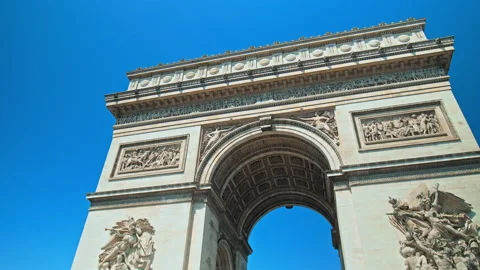 Close-up hyperlapse of the Arc de Triomphe in Paris, France. Video stock 245454131