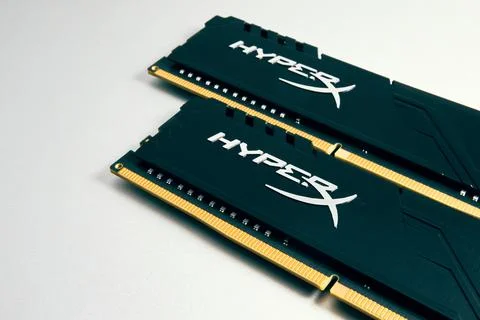 Close-up of HyperX DDR RAM modules Stock Photos