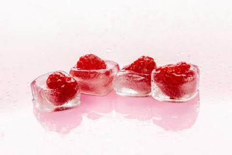Close up of ice cubes with berries Stock Photos