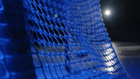 Close up Ice hockey net sways from impact of puck, player score a goal. Forward Stock Footage 277251753
