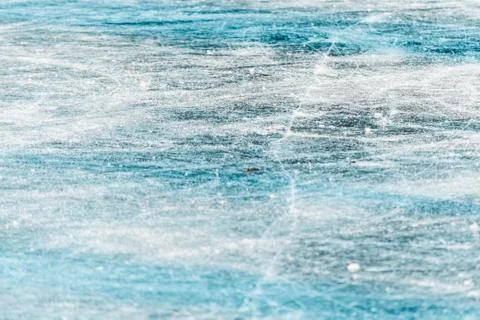 Close-up of the ice surface of the pond Foto stock