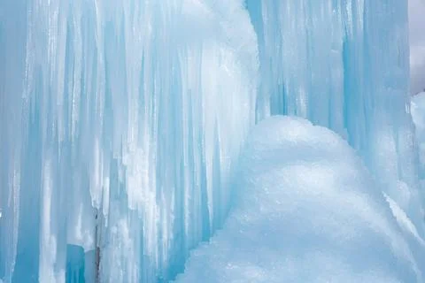 Close-up of icefall, a lot of icicles Stock Photos