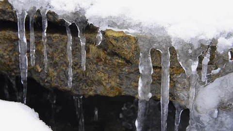 Close up of Icicles and Water Stock Footage 102867759
