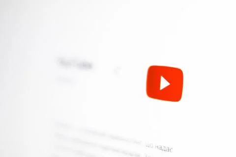 Close up icon of program social Internet service Youtube on the screen. Stock Photos