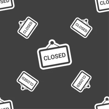 Close icon sign. Seamless pattern on a gray background. Vector Stock Illustration