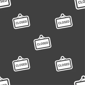 Close icon sign. Seamless pattern on a gray background. Vector Stock Illustration