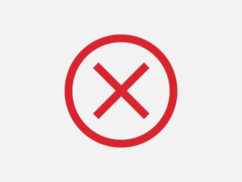 Close icon vector sign. Cancel symbol web design. Error, denied, avoid or wro Illustrazione stock