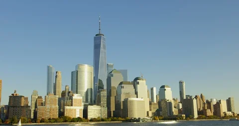 Close Up Iconic World Trade Centre With Impressive Skyscrapers Stock Footage 112163345