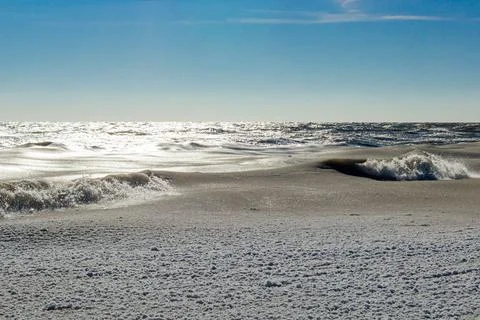 Close-up of the icy seashore Stock Photos