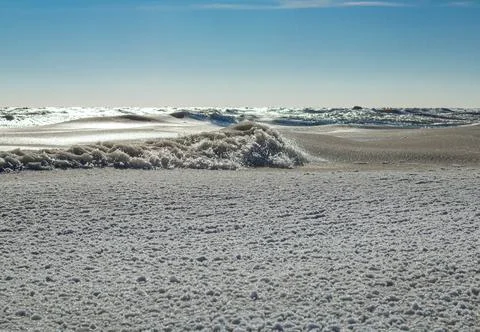 Close-up of the icy seashore Stock Photos