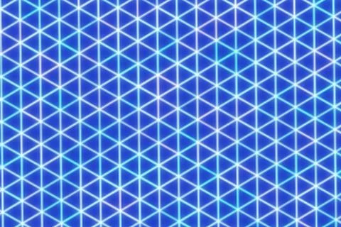 Close-up of illuminated blue geometric grid pattern 库存插图
