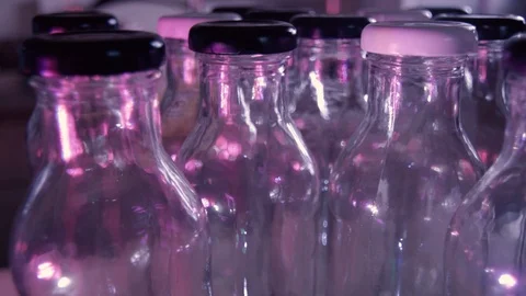 Close Up of Illuminated Bottles Video stock 90467805