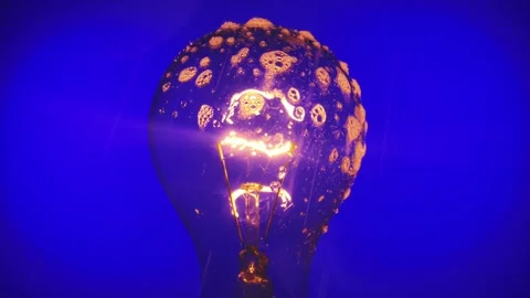 Close Up of Illuminated Light Bulb covered in soapy foam with bubbles Vídeo Stock 329762940