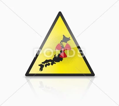 Close up of illustration of atom sign with japan map on triangle Stock Illustrationen