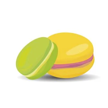 Close-up illustration of two colored macaroons. Stock Illustration