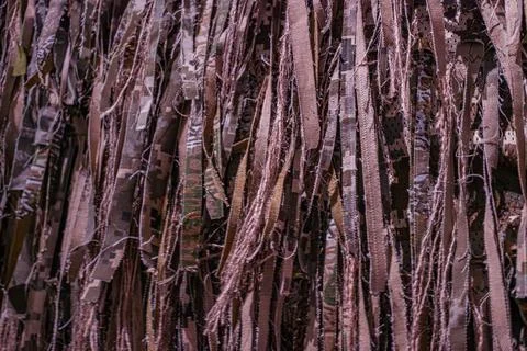 Close-up image of abstract, multi-layered fabricpaper piece in shades of brow Stock Photos