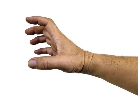Close-up image of an Asian man with an open hand gesture trying to reach fo.. Stockfoto's