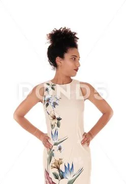 A close up image of a beautiful woman looking at the side Stock Photos