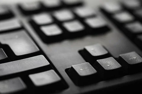 Close-up Image of Black Computer Keyboard with Shallow Depth of Field 스톡 사진