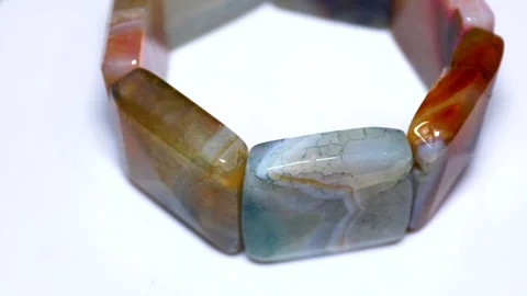 A close-up image of a bracelet made from stones, suitable for jewelry or de.. Stock Footage 345168420