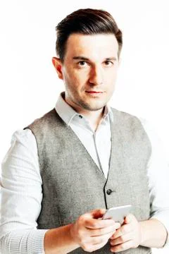 Close up image of businessman using a smartphone Foto stock