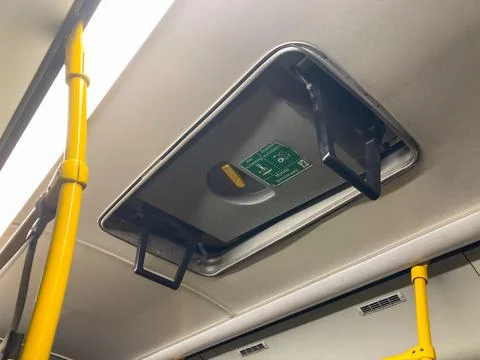 Close-up image of a bustrain compartment underside, possibly luggage storage  Stock Photos