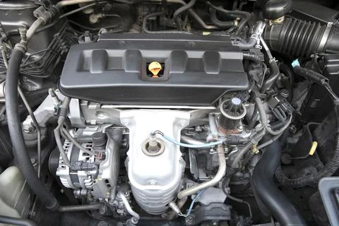 Close up image of car engine. Car engine background. Stock Photos