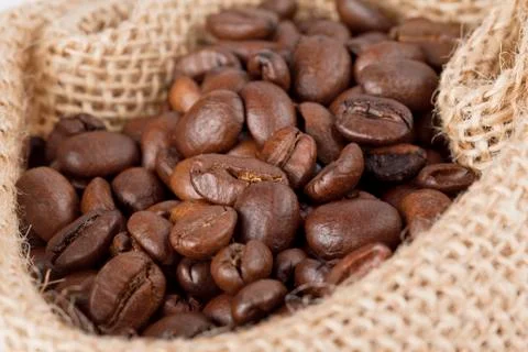 Close up image of coffee on the sack Stock Photos