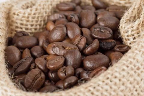 Close up image of coffee on the sack Stock Photos