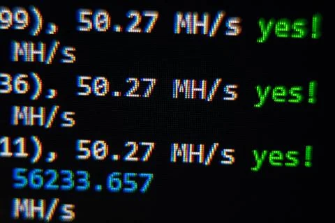 Close-up image of the computer s screen showing the blur of the programing co 写真素材