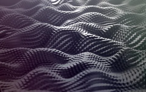 Close up image of cubes mesh and waves abstract background Stock Illustration