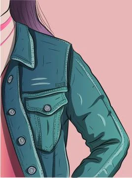 Close up image of a denim jacket. Stock Illustration