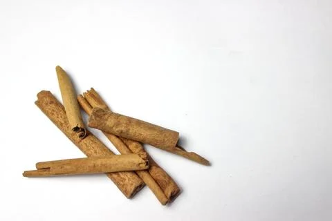 Close-up image of dried cinnamon isolated on white background. 写真素材