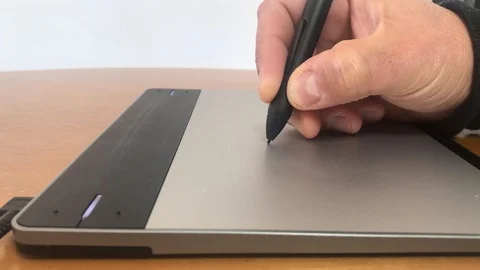 Close up of Image Editing with a graphics tablet on a computer Stock Footage 127181044